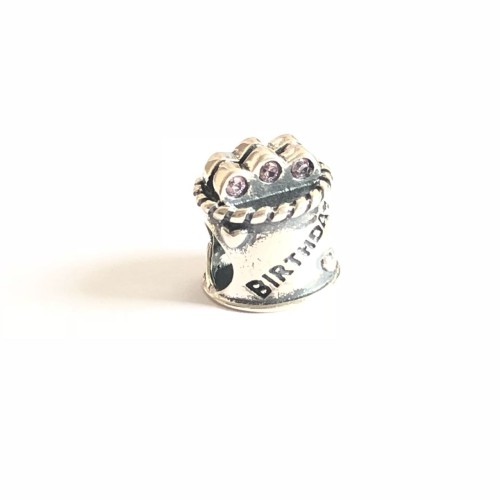 BE-50 Berloque Bolo de Aniversário Com Zirconias  Prata 925